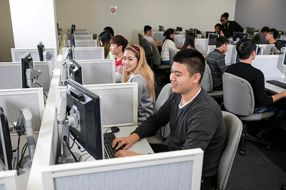 Picture of students in the Assessment Centre taking the test